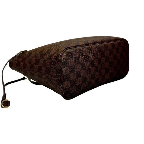 LOUIS VUITTON Authentic Brown Damier Leather Neverfull PM Tote Bag - Picture 7 of 10